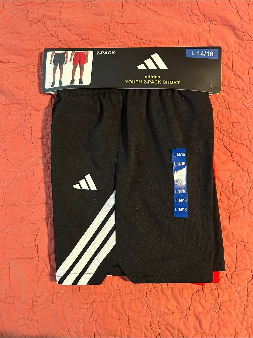 adidas Youth Black and White 2-Pack Athletic Shorts